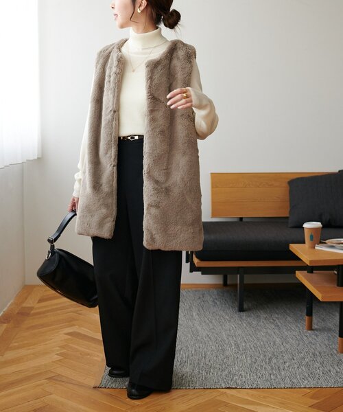 DISCOAT(ディスコート)の「【毎年大好評!】ファーベスト(ベスト・レディース・ライトグレー/ブラウン/チャコールグレー/グレイッシュベージュ・FREE)」の15枚目の写真