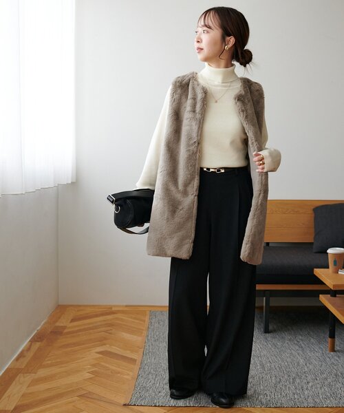 DISCOAT(ディスコート)の「【毎年大好評!】ファーベスト(ベスト・レディース・ライトグレー/ブラウン/チャコールグレー/グレイッシュベージュ・FREE)」の16枚目の写真