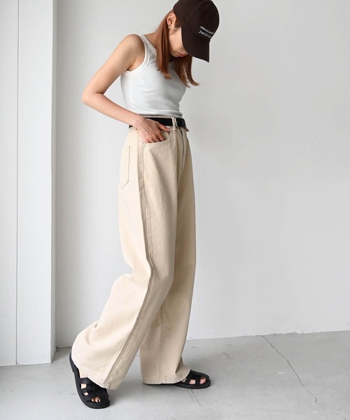 CANAL JEAN（キャナルジーン）の「El mar(エルマール) コットンツイルワイドパンツ（その他パンツ・レディース・ベージュ・ONE SIZE）」の3枚目の写真