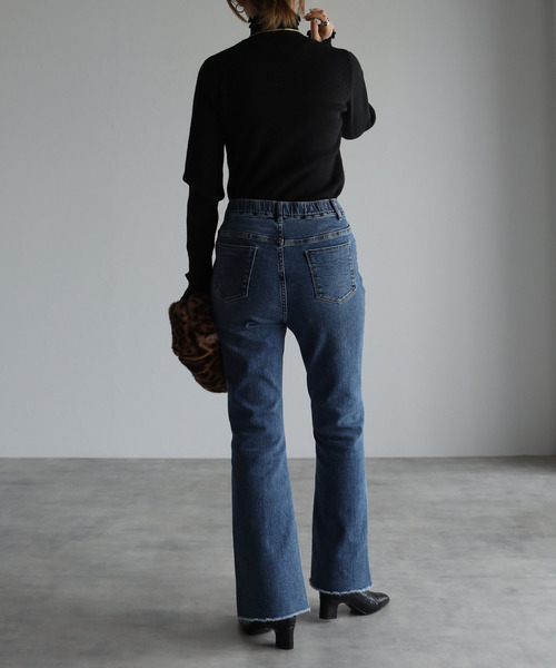 amini(アミニ)の「【2021-2022 A/W】メローリブトップス(ニット/セーター・レディース・ブルーグレー/オフホワイト/ブラック・MEDIUM)」の19枚目の写真