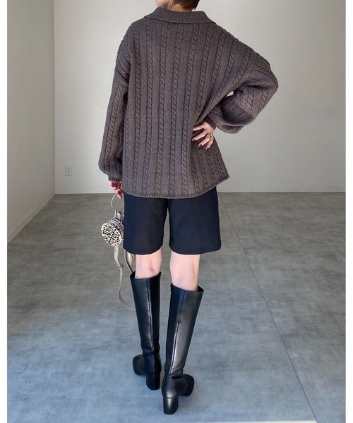 FENNEL ❣️ブラック リブ編み 半袖ニット　新品未使用　ぽっぽ 楽天市場】ニットワンピース 襟付き 全2色 Vネック リブニット