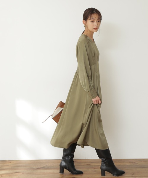 N.（N. Natural Beauty Basic）（エヌエヌナチュラルビューティーベーシック）の「配色ステッチハイウエストワンピース（ワンピース・レディース・カーキ/イエロー/ブラック・MEDIUM）」の16枚目の写真