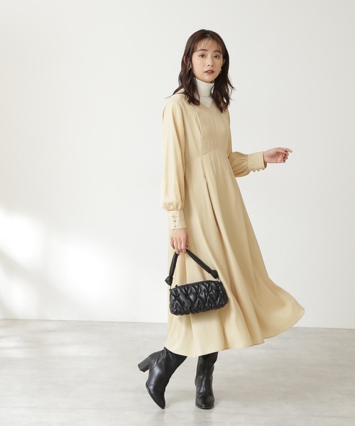 N.（N. Natural Beauty Basic）（エヌエヌナチュラルビューティーベーシック）の「配色ステッチハイウエストワンピース（ワンピース・レディース・カーキ/イエロー/ブラック・MEDIUM）」の18枚目の写真