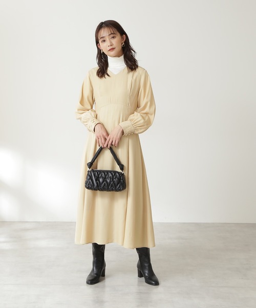 N.（N. Natural Beauty Basic）（エヌエヌナチュラルビューティーベーシック）の「配色ステッチハイウエストワンピース（ワンピース・レディース・カーキ/イエロー/ブラック・MEDIUM）」の19枚目の写真