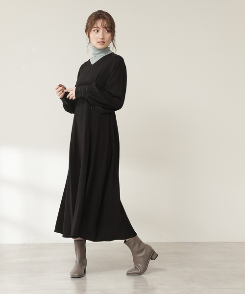 N.（N. Natural Beauty Basic）（エヌエヌナチュラルビューティーベーシック）の「配色ステッチハイウエストワンピース（ワンピース・レディース・カーキ/イエロー/ブラック・MEDIUM）」の14枚目の写真