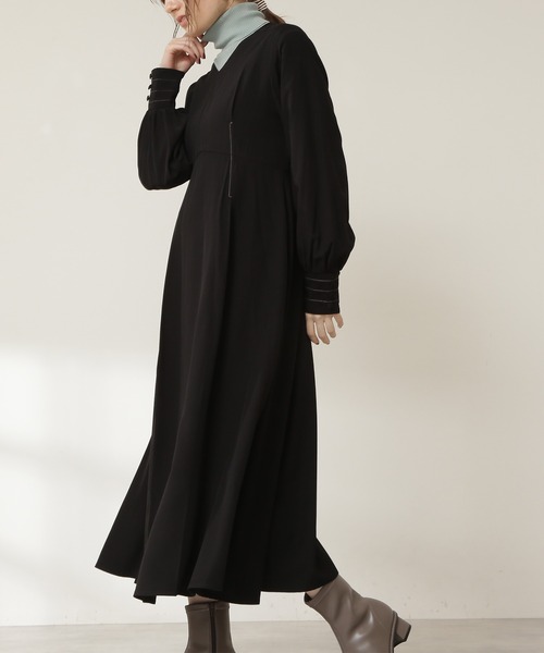 N.（N. Natural Beauty Basic）（エヌエヌナチュラルビューティーベーシック）の「配色ステッチハイウエストワンピース（ワンピース・レディース・カーキ/イエロー/ブラック・MEDIUM）」の20枚目の写真