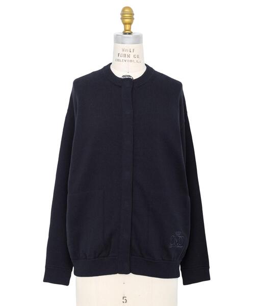 Drawer（ドゥロワー）の「＜Drawer（ドゥロワー）＞ 12Gコットン天竺クルーネックカーディガン（カーディガン/ボレロ・レディース・ナチュラル/ネイビー・FREE）」の2枚目の写真