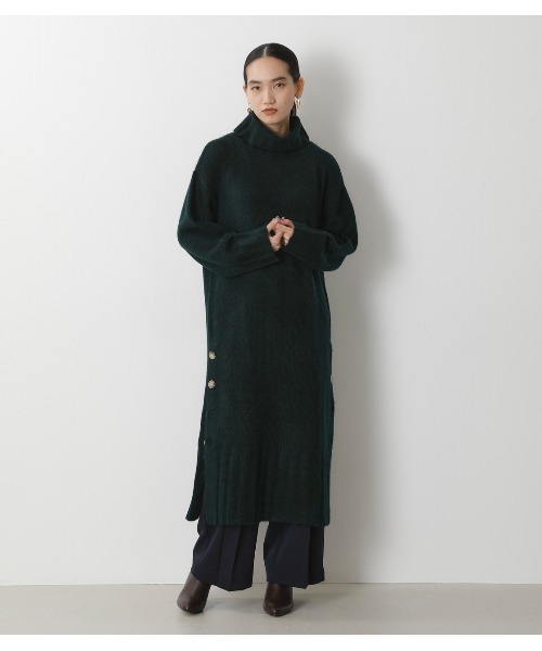 crie conforto（クリーコンフォルト）の「サイド釦タートルニットワンピース（ワンピース・レディース・ダークグリーン/チャコールグレー/ライトベージュ・MEDIUM/SMALL）」の11枚目の写真