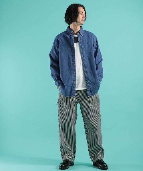 niko and...（ニコアンド）の「[niko and ...JEANS 2022SS]配色フットボールプルオーバー（スウェット・メンズ・ネイビー/ピンク・MEDIUM/LARGE）」の3枚目の写真