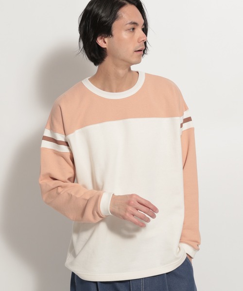 niko and...（ニコアンド）の「[niko and ...JEANS 2022SS]配色フットボールプルオーバー（スウェット・メンズ・ネイビー/ピンク・MEDIUM/LARGE）」の7枚目の写真