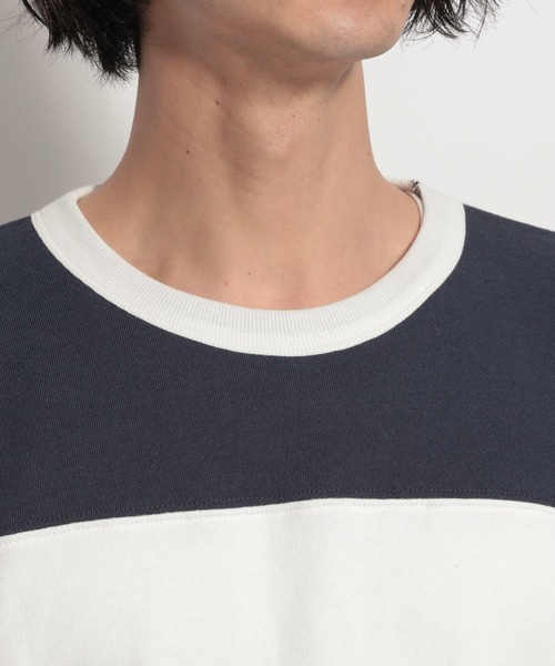 niko and...（ニコアンド）の「[niko and ...JEANS 2022SS]配色フットボールプルオーバー（スウェット・メンズ・ネイビー/ピンク・MEDIUM/LARGE）」の12枚目の写真