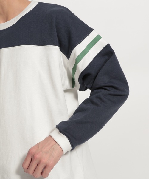 niko and...（ニコアンド）の「[niko and ...JEANS 2022SS]配色フットボールプルオーバー（スウェット・メンズ・ネイビー/ピンク・MEDIUM/LARGE）」の14枚目の写真