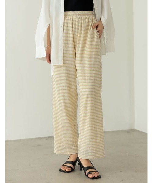 セール】[低身長サイズ有]ギンガムチェック楊柳ストレート