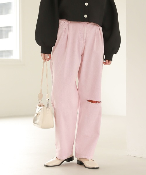 Heather（ヘザー）の「タッククラッシュデニム　263930（デニムパンツ・レディース・ピンク/ブルー系・S/M）」の12枚目の写真