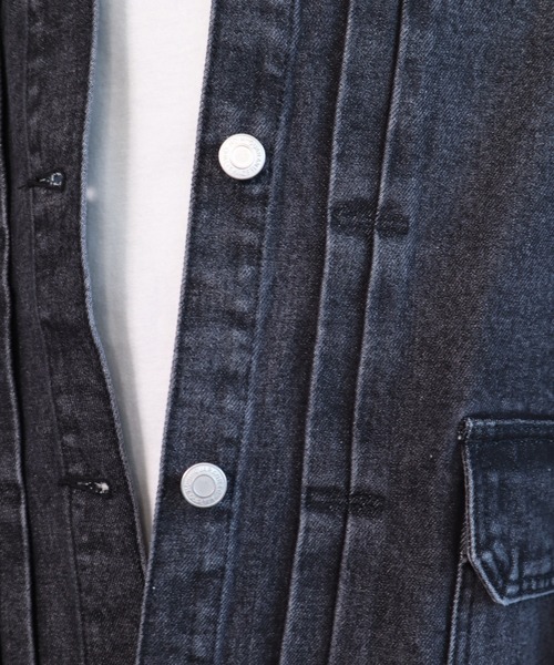 moment+（モーメントプラス）の「ラフサイズデニムジャケット（デニムジャケット・レディース・ブラック/サックスブルー/インディゴブルー・FREE）」の14枚目の写真