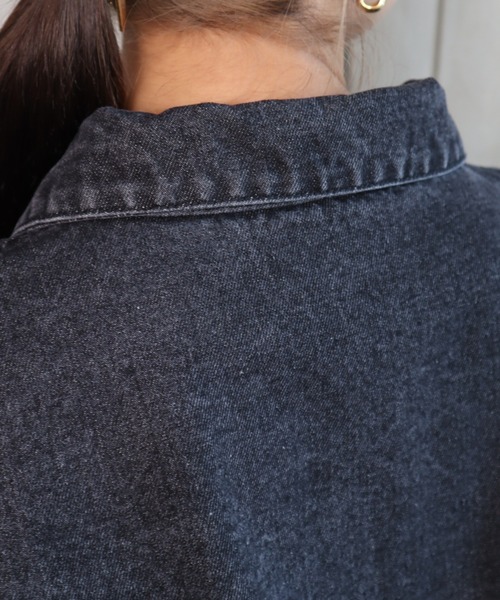 moment+（モーメントプラス）の「ラフサイズデニムジャケット（デニムジャケット・レディース・ブラック/サックスブルー/インディゴブルー・FREE）」の17枚目の写真