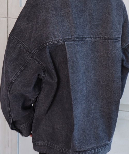 moment+（モーメントプラス）の「ラフサイズデニムジャケット（デニムジャケット・レディース・ブラック/サックスブルー/インディゴブルー・FREE）」の18枚目の写真