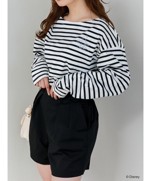 SLURR(スラ―)の「ミッキー&ミニー/ボーダーロンT(Tシャツ/カットソー・レディース・レッド/オフホワイト/ネイビー/ライトグレー・FREE)」の5枚目の写真