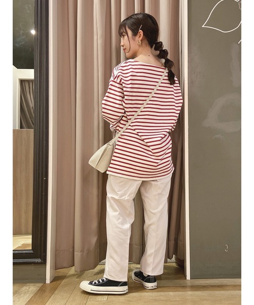 SLURR(スラ―)の「ミッキー&ミニー/ボーダーロンT(Tシャツ/カットソー・レディース・レッド/オフホワイト/ネイビー/ライトグレー・FREE)」の13枚目の写真