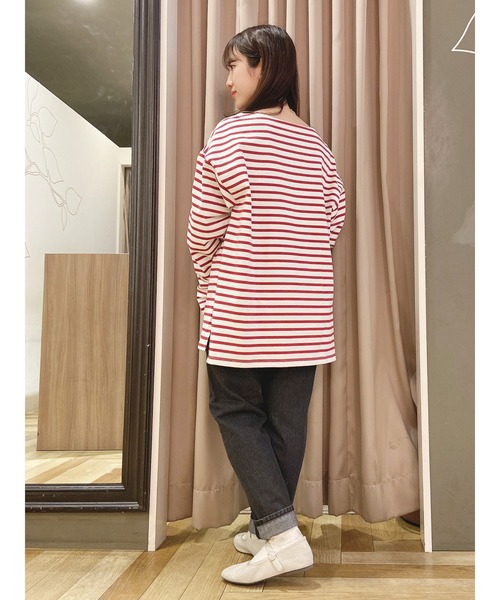 SLURR(スラ―)の「ミッキー&ミニー/ボーダーロンT(Tシャツ/カットソー・レディース・レッド/オフホワイト/ネイビー/ライトグレー・FREE)」の15枚目の写真