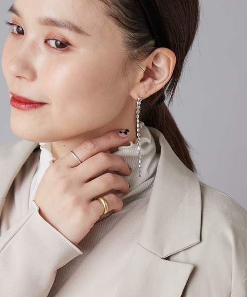 Omekashi（オメカシ）の「ライスパールチェーンピアス（ピアス（両耳用）・レディース・シルバー/ゴールド・ONE SIZE）」の8枚目の写真