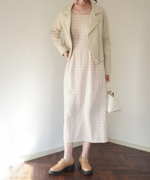 archives（アルシーヴ）の「バックレースＵＰチェックサッカーワンピース（ワンピース・レディース・ブラック/ベージュ/グリーン・MEDIUM）」の12枚目の写真