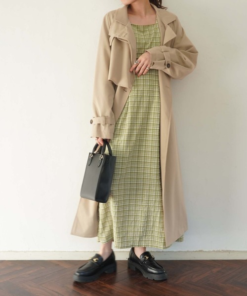 archives（アルシーヴ）の「バックレースＵＰチェックサッカーワンピース（ワンピース・レディース・ブラック/ベージュ/グリーン・MEDIUM）」の7枚目の写真