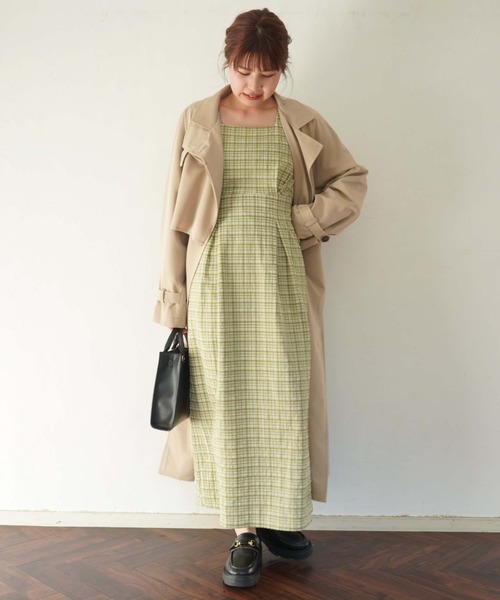 archives（アルシーヴ）の「バックレースＵＰチェックサッカーワンピース（ワンピース・レディース・ブラック/ベージュ/グリーン・MEDIUM）」の10枚目の写真