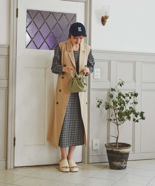 archives（アルシーヴ）の「バックレースＵＰチェックサッカーワンピース（ワンピース・レディース・ブラック/ベージュ/グリーン・MEDIUM）」の8枚目の写真