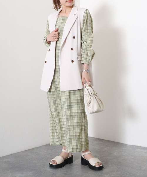 archives（アルシーヴ）の「バックレースＵＰチェックサッカーワンピース（ワンピース・レディース・ブラック/ベージュ/グリーン・MEDIUM）」の22枚目の写真