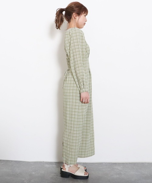 archives（アルシーヴ）の「バックレースＵＰチェックサッカーワンピース（ワンピース・レディース・ブラック/ベージュ/グリーン・MEDIUM）」の21枚目の写真