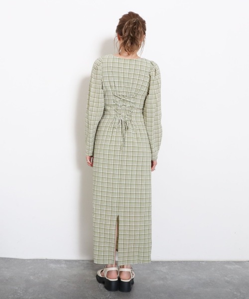 archives（アルシーヴ）の「バックレースＵＰチェックサッカーワンピース（ワンピース・レディース・ブラック/ベージュ/グリーン・MEDIUM）」の20枚目の写真