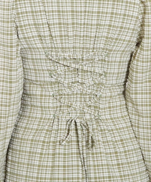 archives（アルシーヴ）の「バックレースＵＰチェックサッカーワンピース（ワンピース・レディース・ブラック/ベージュ/グリーン・MEDIUM）」の19枚目の写真