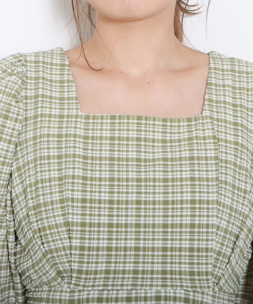 archives（アルシーヴ）の「バックレースＵＰチェックサッカーワンピース（ワンピース・レディース・ブラック/ベージュ/グリーン・MEDIUM）」の18枚目の写真