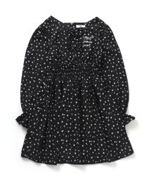 花柄レースアップシャーリングワンピ