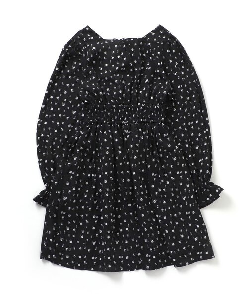 algy（アルジー）の「花柄レースアップシャーリングワンピ（ワンピース・キッズ・ブラック/ラベンダー・SMALL/MEDIUM/X-SMALL/XX-SMALL/XXX-SMALL）」の3枚目の写真