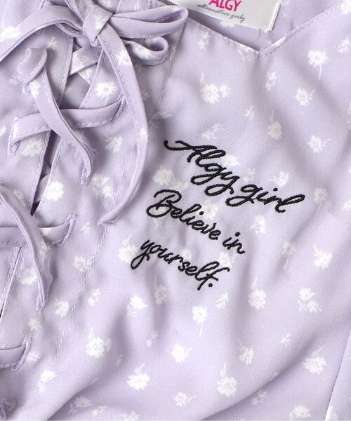 algy（アルジー）の「花柄レースアップシャーリングワンピ（ワンピース・キッズ・ブラック/ラベンダー・SMALL/MEDIUM/X-SMALL/XX-SMALL/XXX-SMALL）」の8枚目の写真