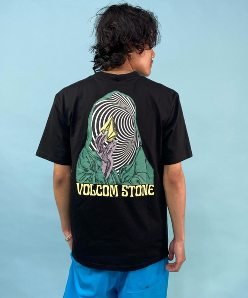 VOLCOM ボルコム Tシャツ 総プリント 未使用 レア!! S kj VOLCOM ボルコム メンズ Tシャツ 半袖 バックプリント クルーネック