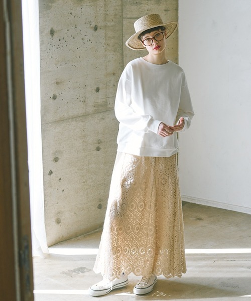 PUAL CE CIN（ピュアルセシン）の「太糸レース編みスカート（スカート・レディース・ホワイト/キナリ/チャコール・FREE）」の3枚目の写真