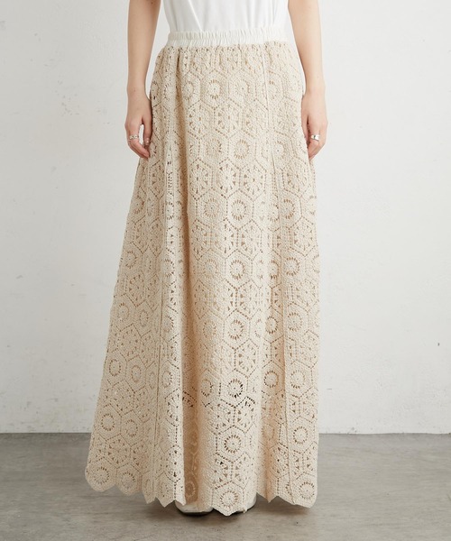 PUAL CE CIN（ピュアルセシン）の「太糸レース編みスカート（スカート・レディース・ホワイト/キナリ/チャコール・FREE）」の11枚目の写真