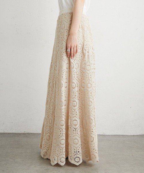 PUAL CE CIN（ピュアルセシン）の「太糸レース編みスカート（スカート・レディース・ホワイト/キナリ/チャコール・FREE）」の9枚目の写真