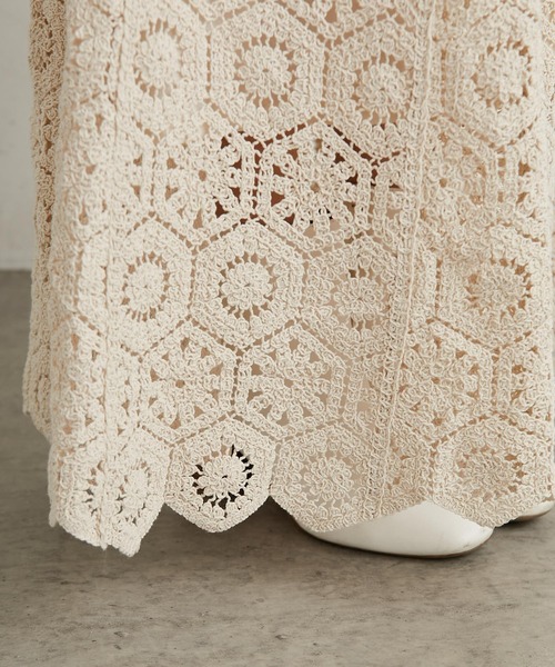 PUAL CE CIN（ピュアルセシン）の「太糸レース編みスカート（スカート・レディース・ホワイト/キナリ/チャコール・FREE）」の8枚目の写真