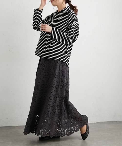 PUAL CE CIN（ピュアルセシン）の「太糸レース編みスカート（スカート・レディース・ホワイト/キナリ/チャコール・FREE）」の10枚目の写真