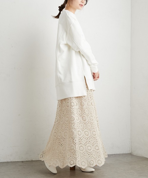 PUAL CE CIN（ピュアルセシン）の「太糸レース編みスカート（スカート・レディース・ホワイト/キナリ/チャコール・FREE）」の5枚目の写真