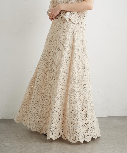 PUAL CE CIN（ピュアルセシン）の「太糸レース編みスカート（スカート・レディース・ホワイト/キナリ/チャコール・FREE）」の20枚目の写真
