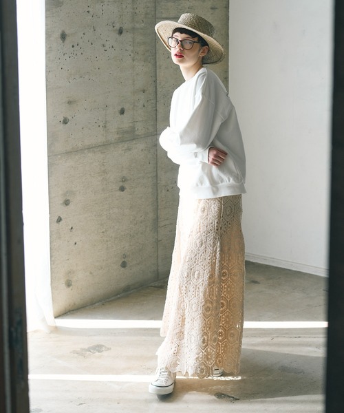 PUAL CE CIN（ピュアルセシン）の「太糸レース編みスカート（スカート・レディース・ホワイト/キナリ/チャコール・FREE）」の18枚目の写真