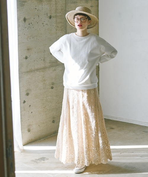 PUAL CE CIN（ピュアルセシン）の「太糸レース編みスカート（スカート・レディース・ホワイト/キナリ/チャコール・FREE）」の17枚目の写真