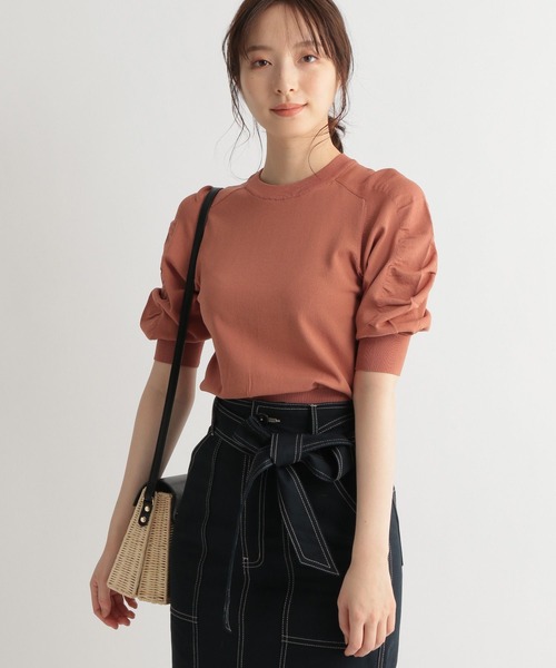 Andemiu（アンデミュウ）の「【顔タイプCURVE】ソデギャザーニット273101（ニット/セーター・レディース・ホワイト/ブラック/ブルー/ピンク・FREE）」の8枚目の写真