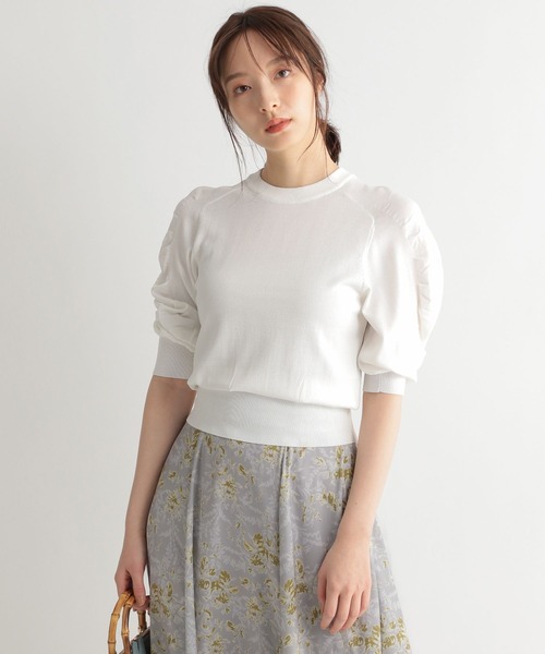 Andemiu（アンデミュウ）の「【顔タイプCURVE】ソデギャザーニット273101（ニット/セーター・レディース・ホワイト/ブラック/ブルー/ピンク・FREE）」の15枚目の写真