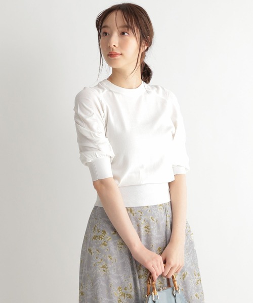 Andemiu（アンデミュウ）の「【顔タイプCURVE】ソデギャザーニット273101（ニット/セーター・レディース・ホワイト/ブラック/ブルー/ピンク・FREE）」の9枚目の写真